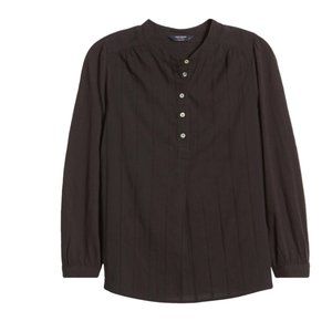 NWT Lucky Brand Black Cotton Woven Henley Shirt-S